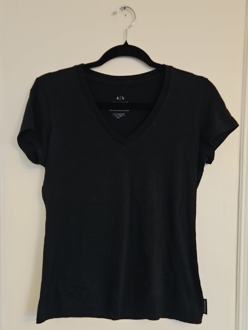A/X Armani Exchange Women's Black V-Neck Short Sleeve Tee